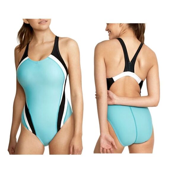 Speedo Women's Chlorine Resistant Quantum Fusion Splice One Piece Swimsuit - Picture 1 of 6